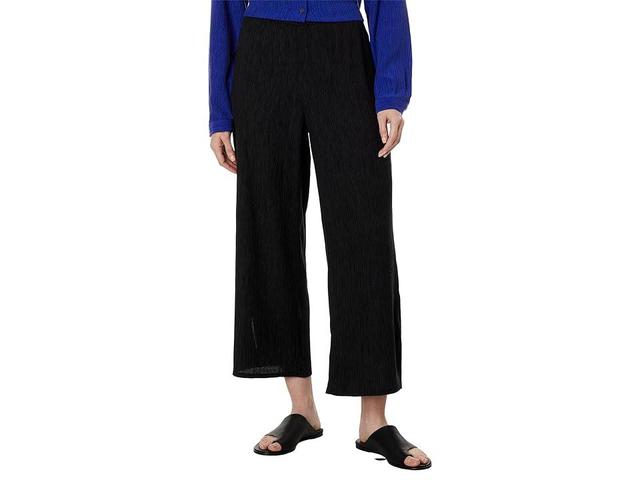 Eileen Fisher Petite Wide Ankle Pants (Black) Women's Clothing Product Image