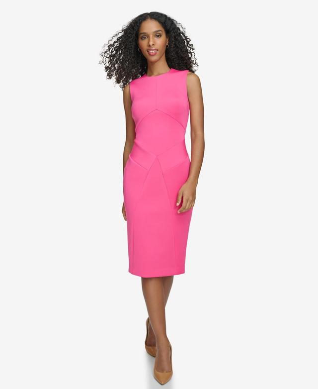 Calvin Klein Womens Panelled Jewel-Neck Sheath Dress Product Image