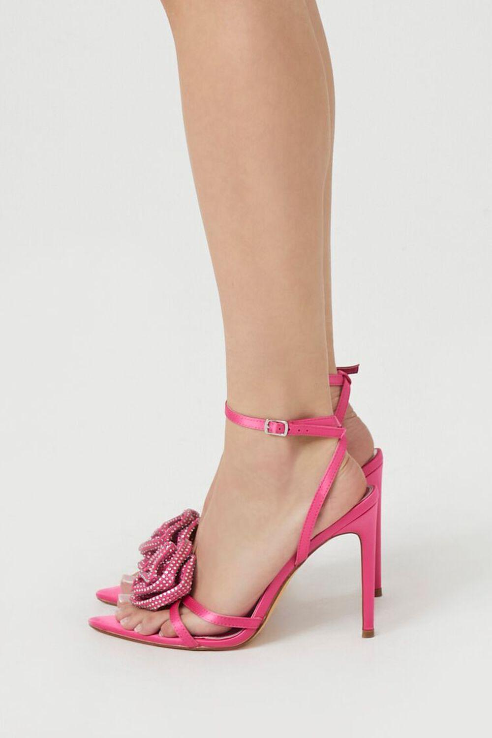 Satin Rhinestone Rose Stiletto Heels | Forever 21 Product Image