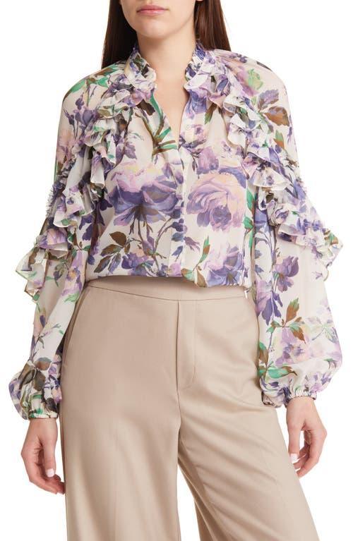 KOBI HALPERIN Phoenix Floral Print Ruffle Blouse Product Image