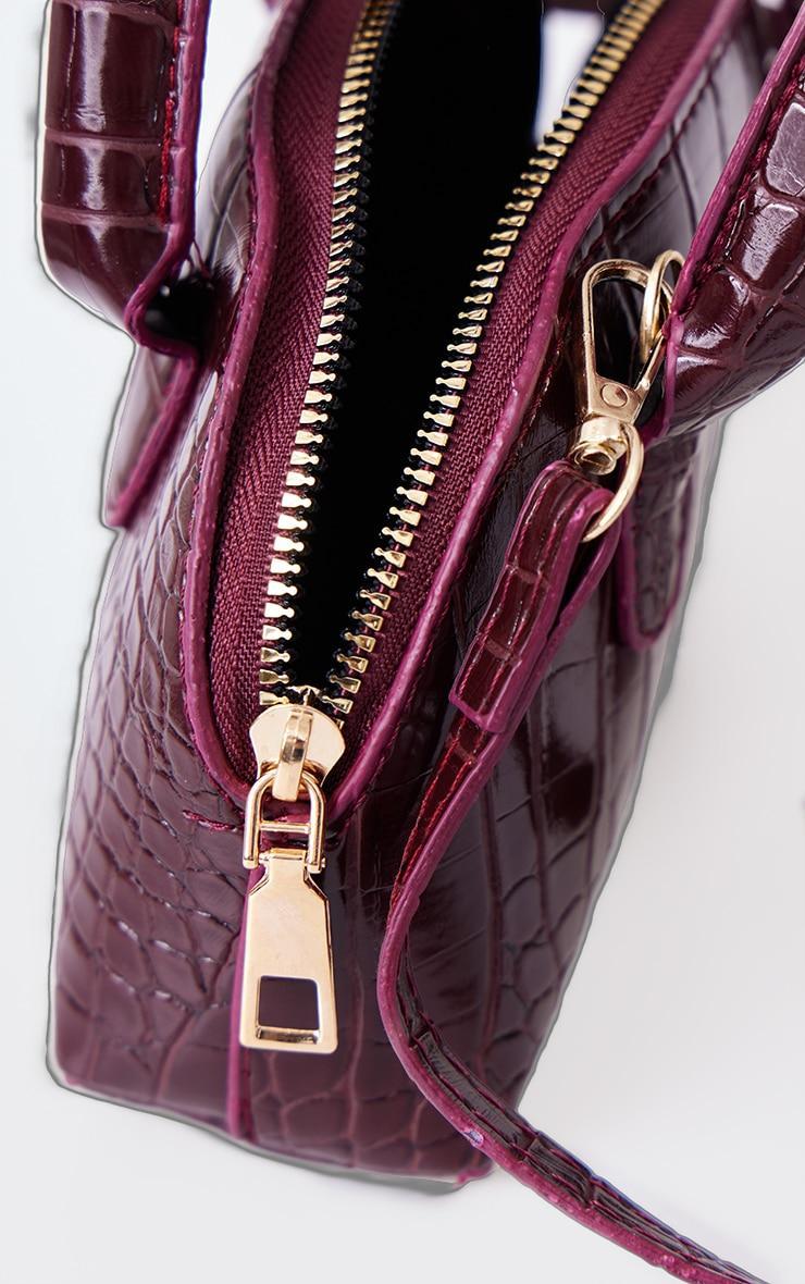 Burgundy Croc Textured Curved Cross Body Bag product image