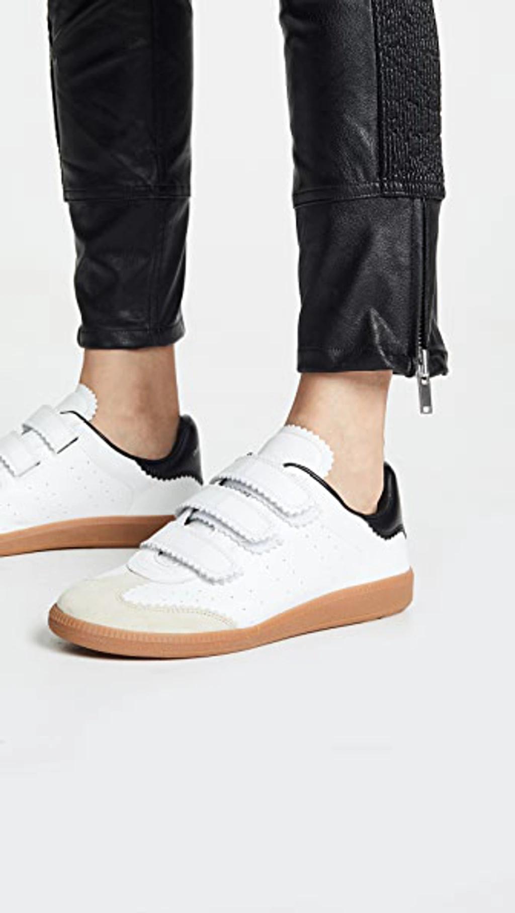 ISABEL MARANT Bryce Suede-trimmed Perforated Leather Sneakers In White Product Image