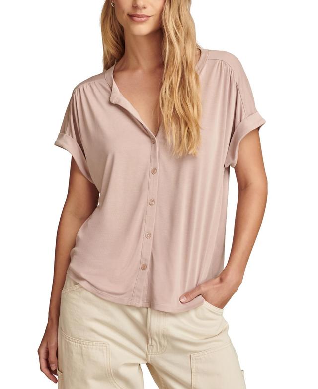 Lucky Brand Womens Sandwash Short Sleeve Button Front Shirt Product Image