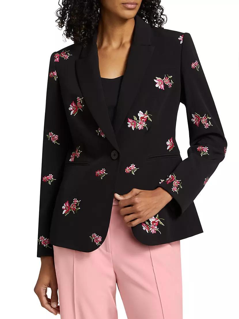 The Emerson Floral-Embroidered One-Button Blazer Product Image