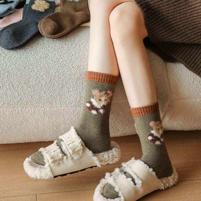 Dog Print Contrast Trim Socks Product Image