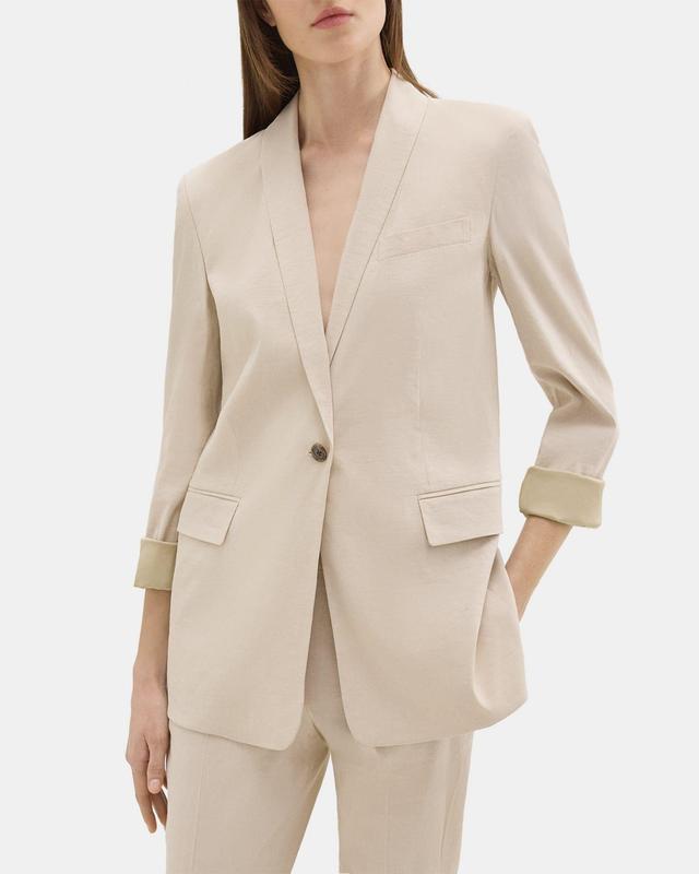 Rolled Sleeve Blazer in Stretch Linen Product Image