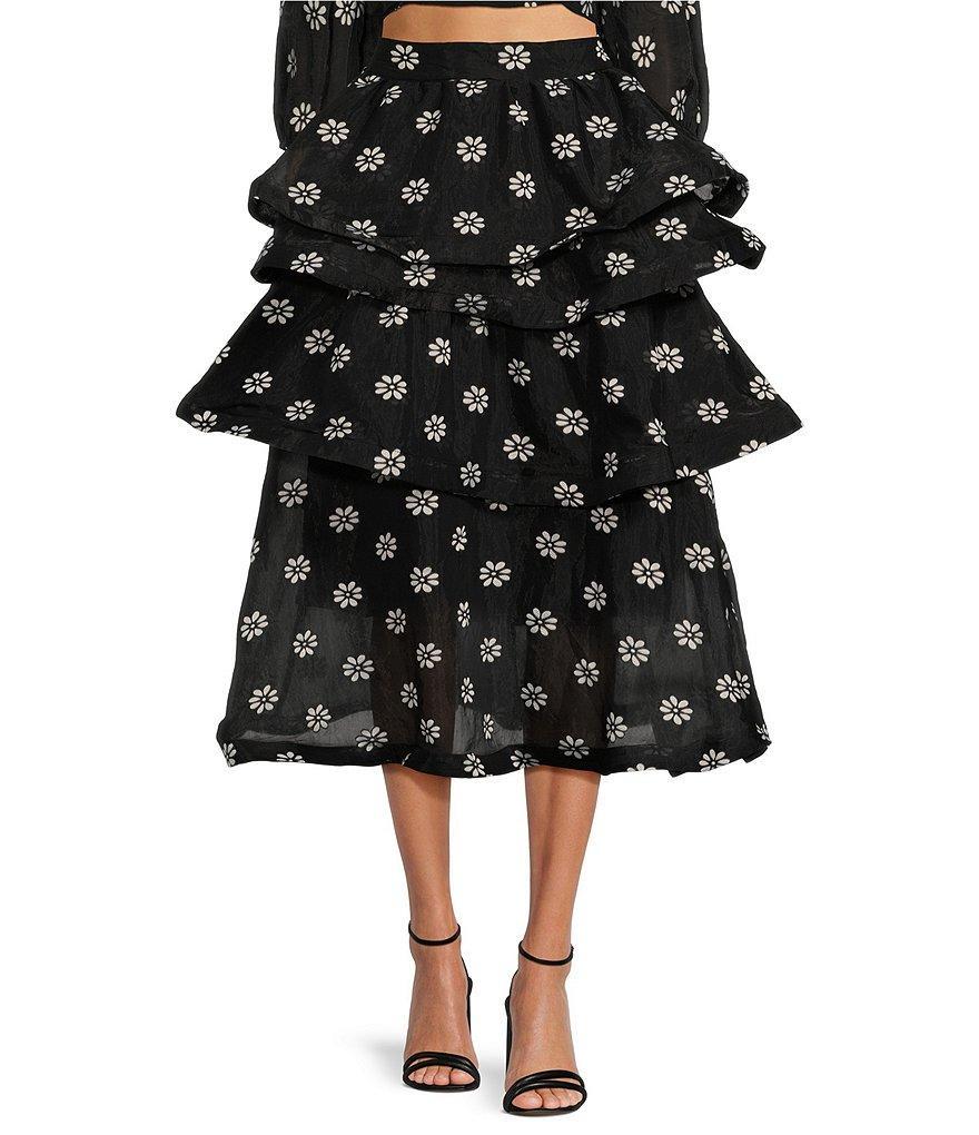 Buru Teagan Tiered Floral Coordinating Midi Skirt Product Image