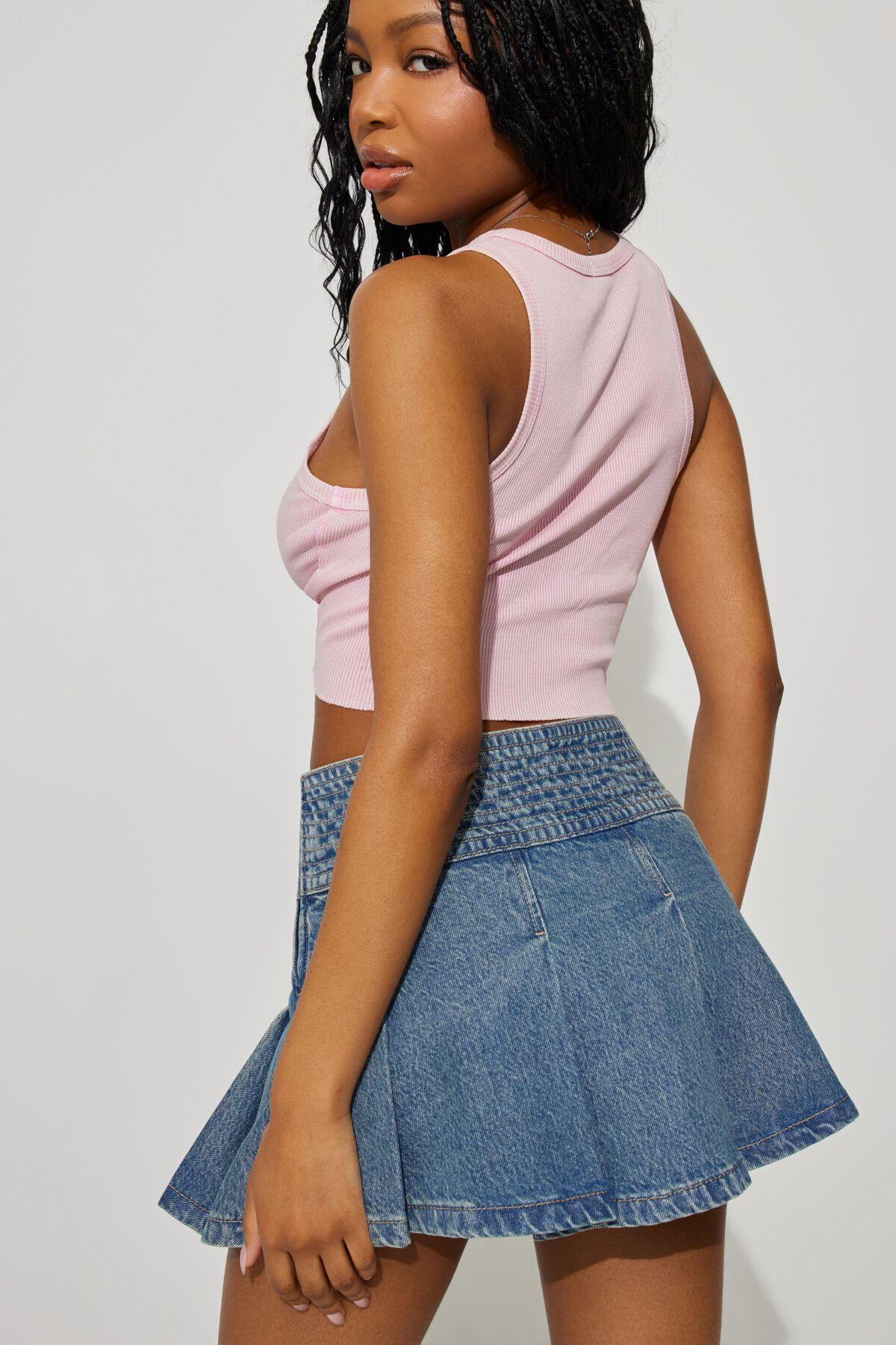 Pleated Denim Skort Product Image