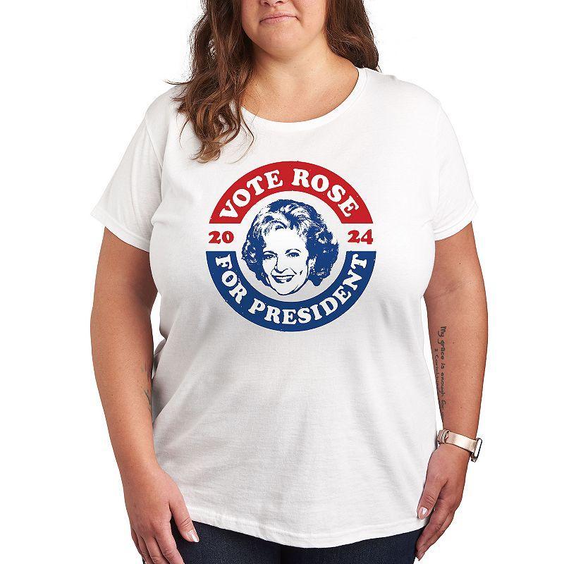 Plus Golden Girls President Rose Graphic Tee, Womens White Product Image