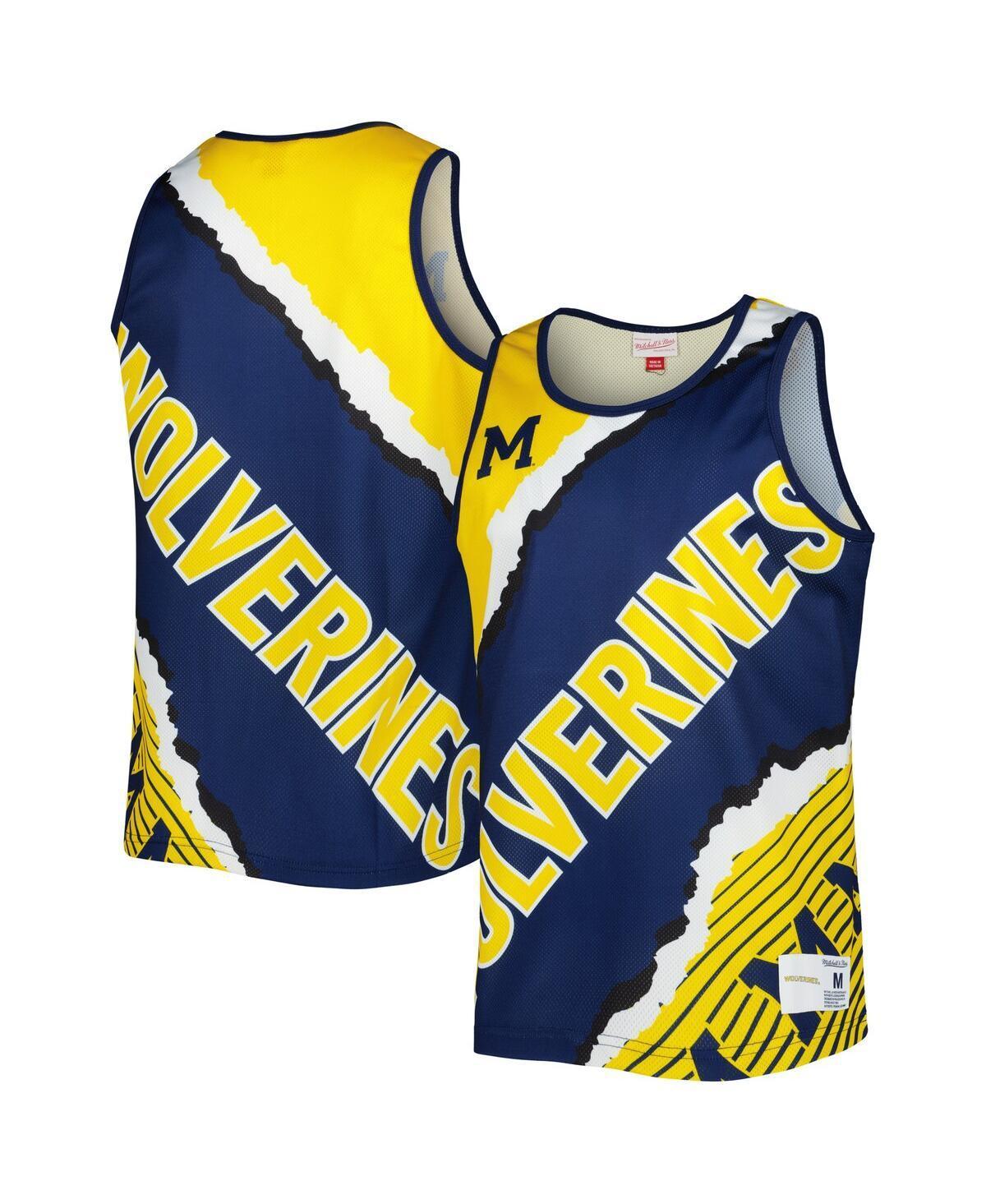 Mens Mitchell & Ness Navy Michigan Wolverines Jumbotron 2.0 Sublimated Tank Top - Navy Product Image