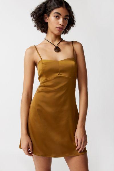 Urban Outfitters UO Bella Bow-Back Satin Mini Dress Womens at Urban Outfitters Product Image