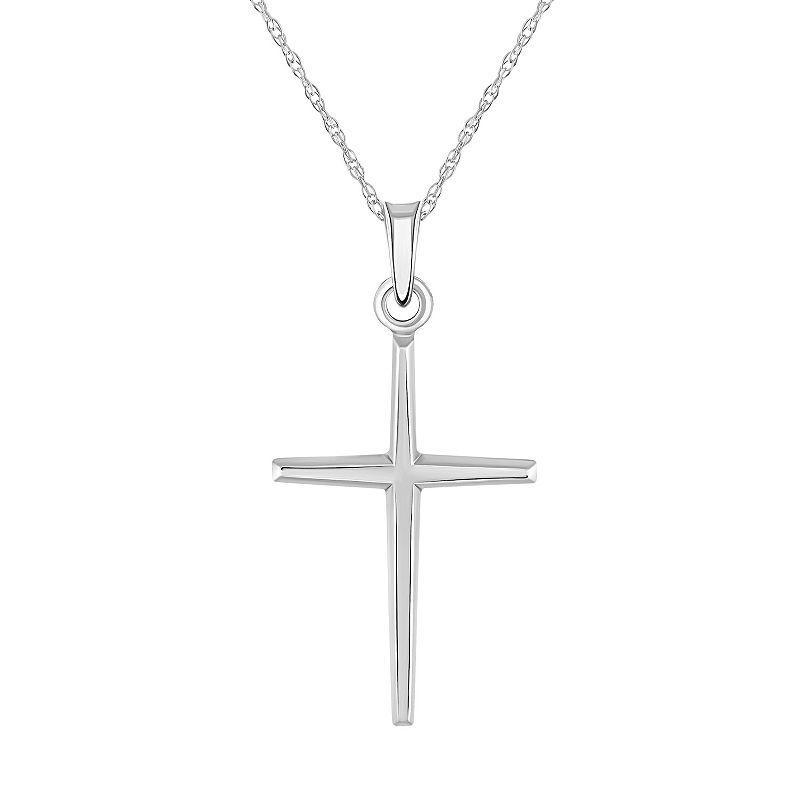 14k Gold Cross Pendant Necklace, Womens White Product Image