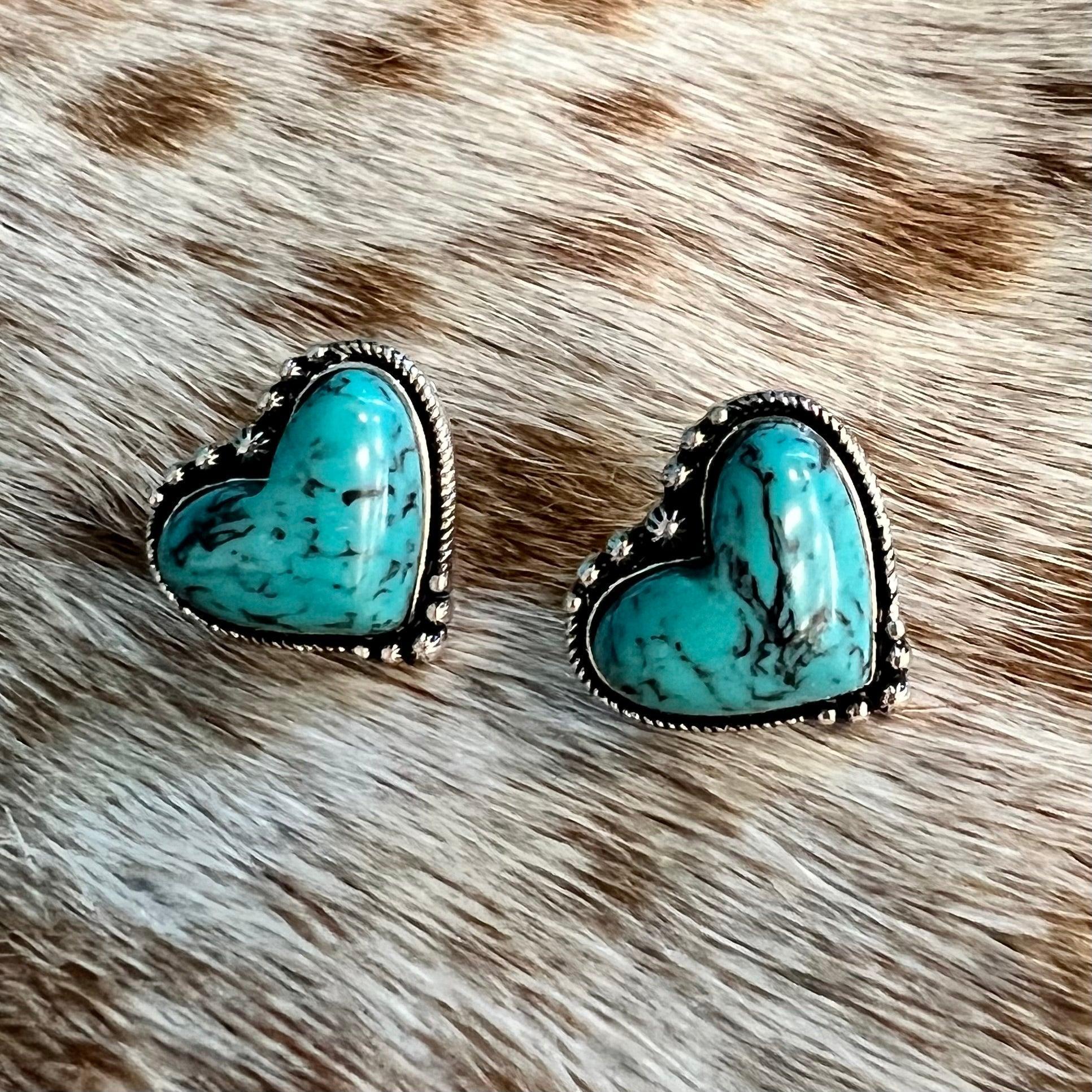 My Achy Breaky Turquoise Heart Stud Earrings Product Image