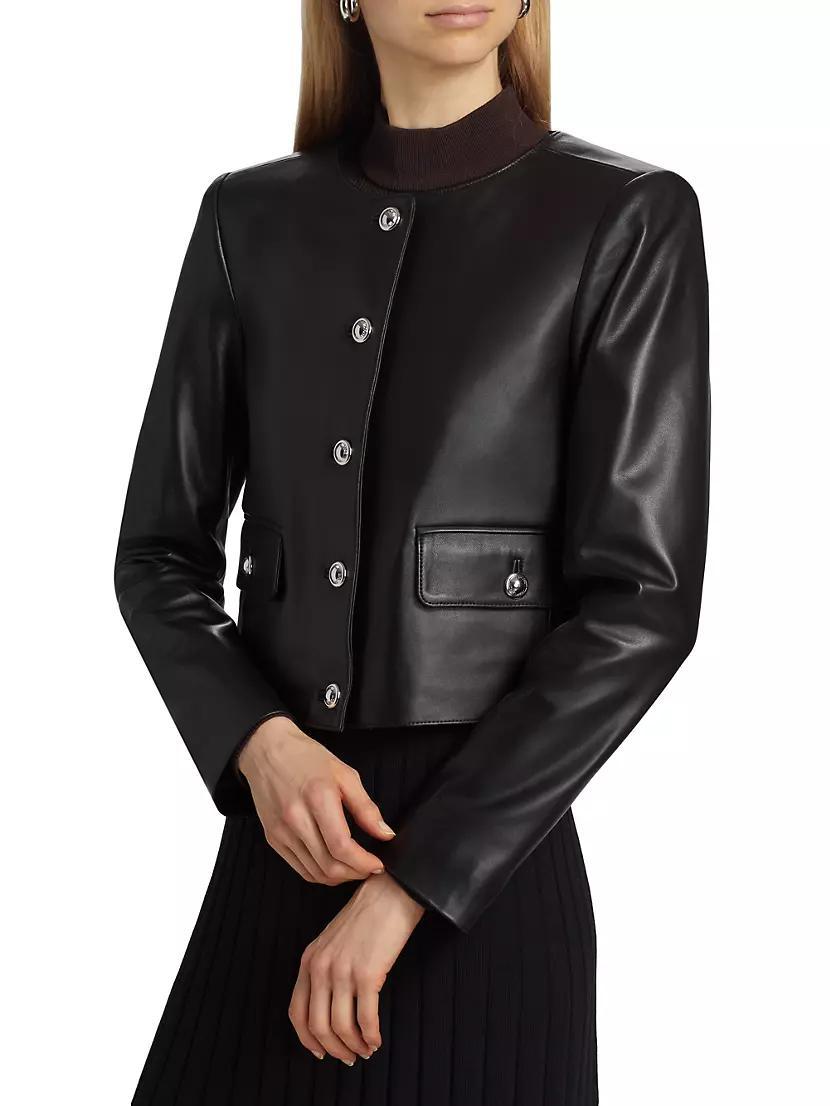 Cropped Leather Jacket Product Image