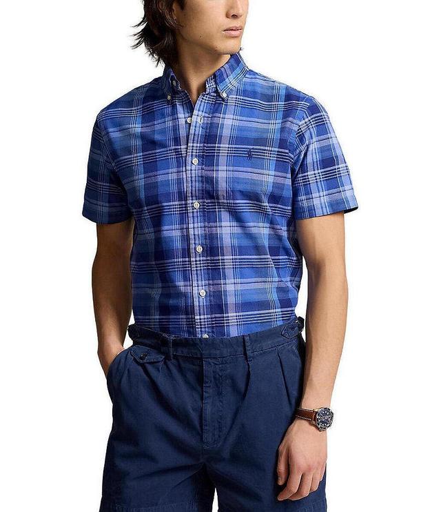 Polo Ralph Lauren Classic Fit Plaid Oxford Short Sleeve Woven Shirt Product Image