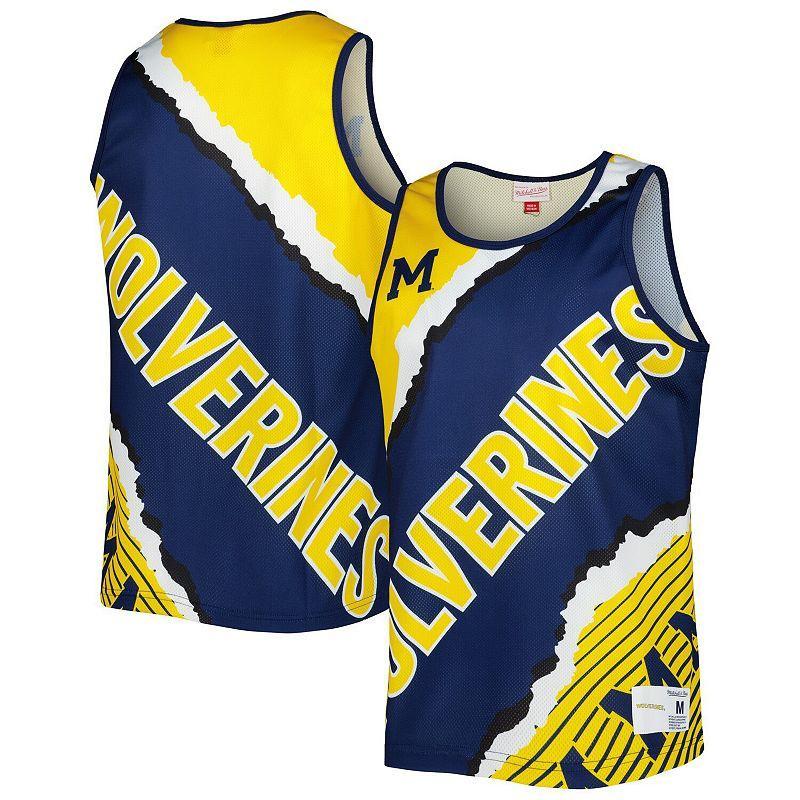 Mens Mitchell & Ness Navy Michigan Wolverines Jumbotron 2.0 Sublimated Tank Top - Navy Product Image