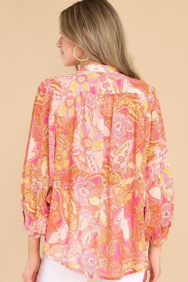 Pop Of Charm Pink Multi Print Top Product Image