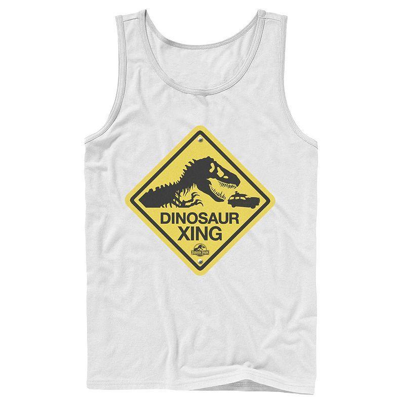 Mens Jurassic Park Dinosaur Crossing Yellow Sign Tank Top Product Image