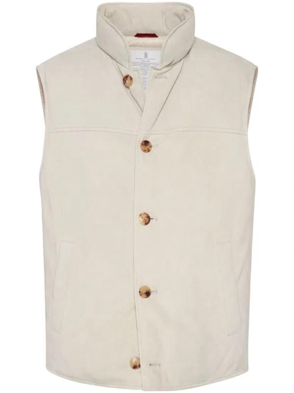 Padded Leather Vest In Natural Product Image