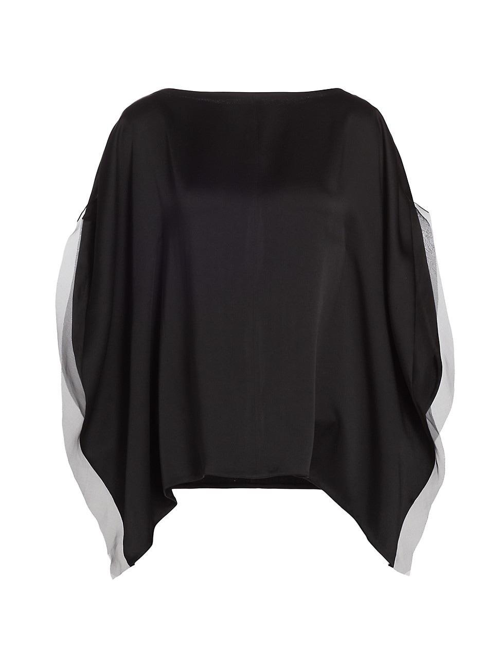 Womens Organza-Trimmed Satin Cape Top Product Image