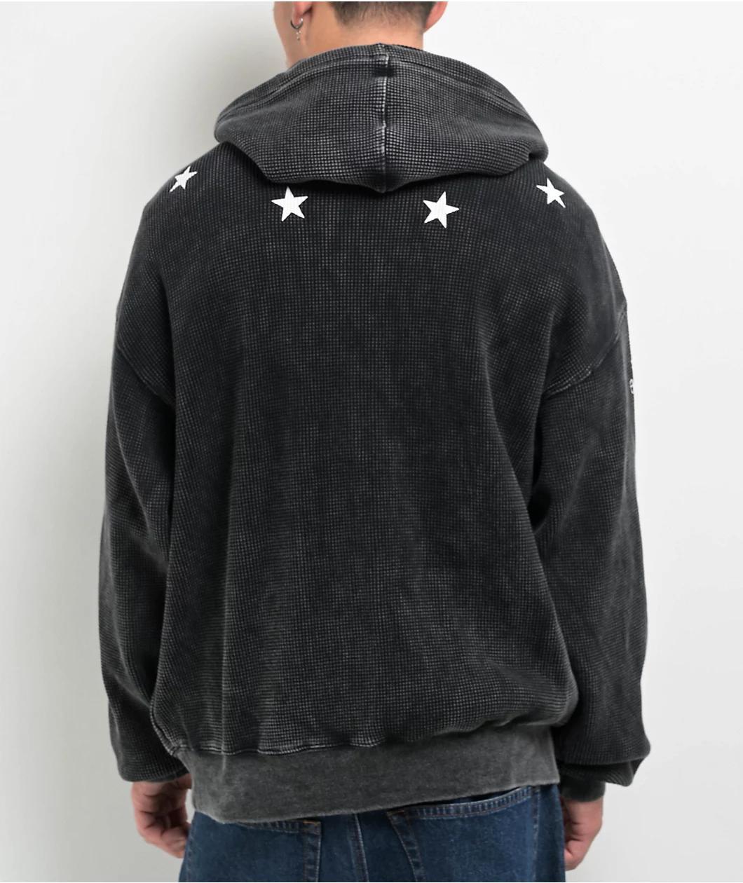 Ninth Hall Angels Black Wash Thermal Zip Hoodie Product Image