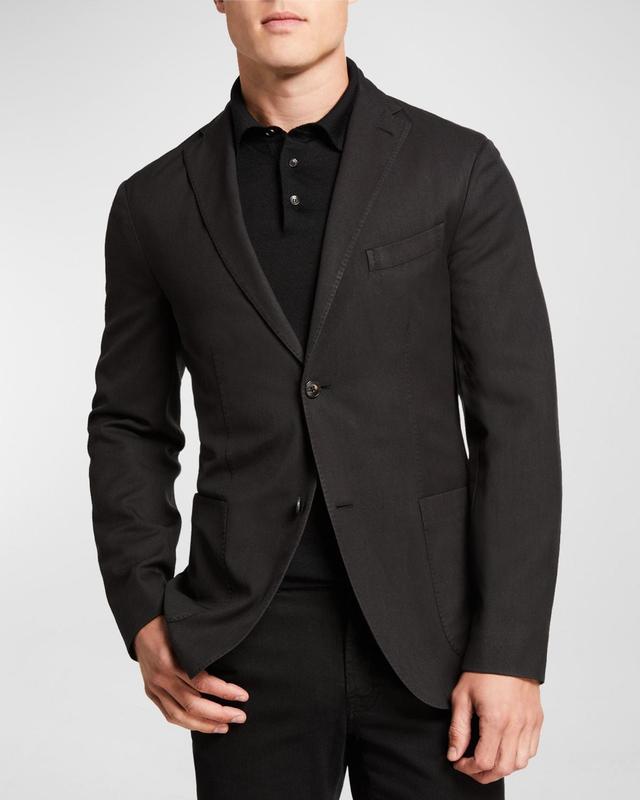 Mens Herringbone Two-Button Wool Jacket Product Image