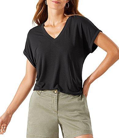 Tommy Bahama Kauai Jersey V-Neck Tee (Tea Leaf) Women's Clothing Product Image