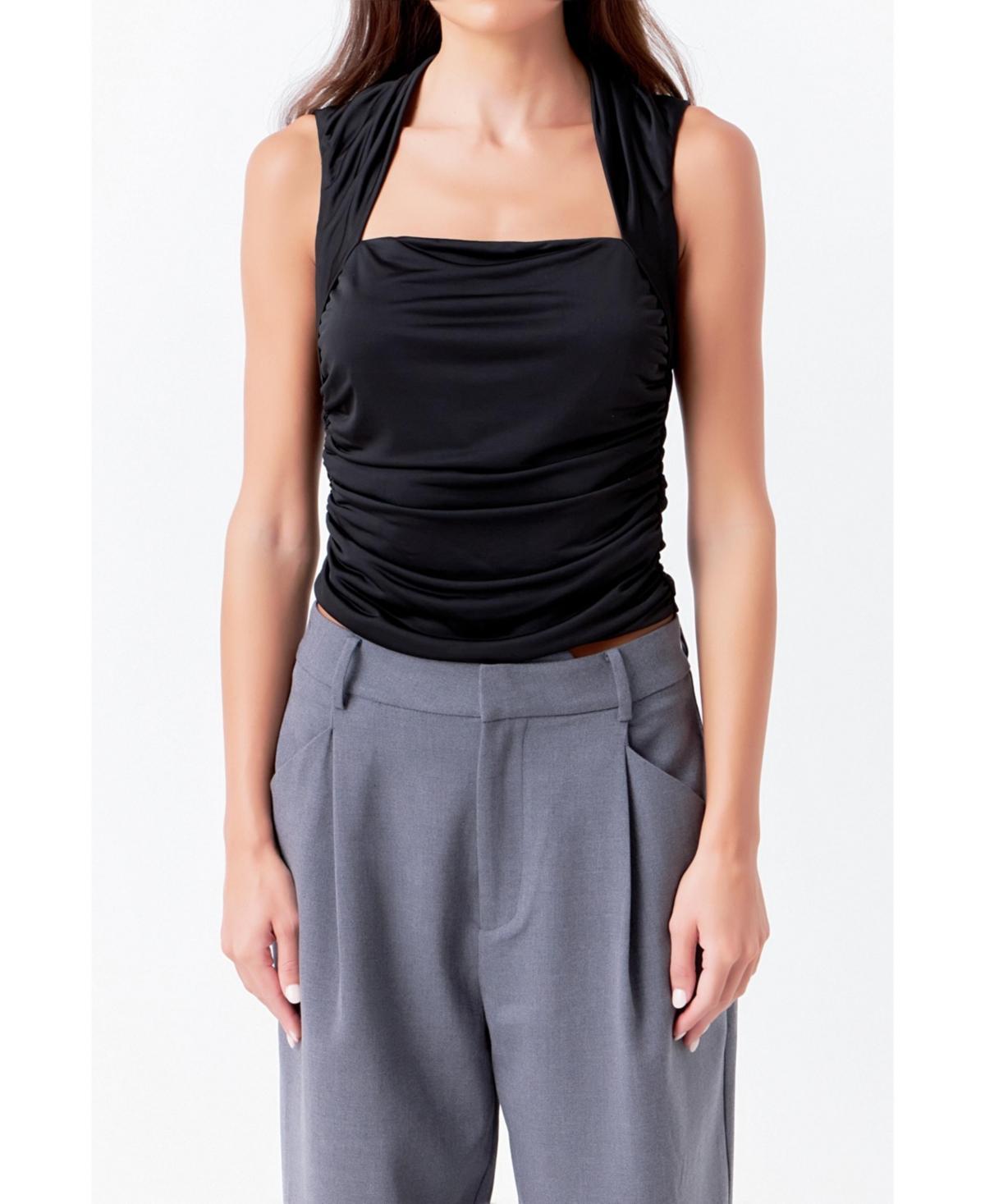 Womens Draped Ruched Top Product Image