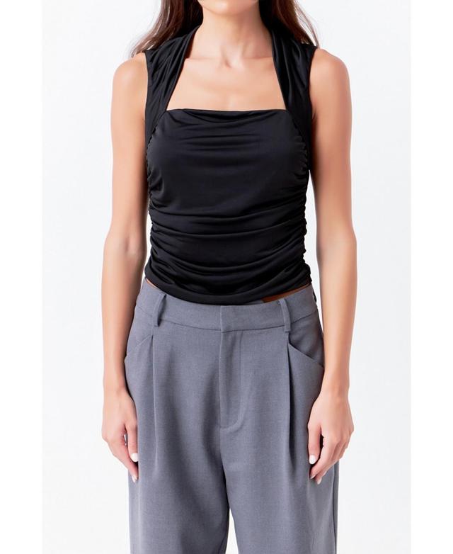 Womens Draped Ruched Top Product Image