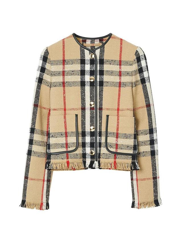 burberry Upney Check Collarless Tweed Jacket Product Image