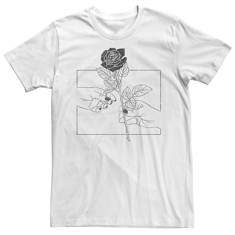 Big & Tall Line Rose Hands Floral Line Art Tee, Mens Product Image