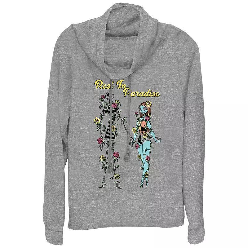 Disneys The Nightmare Before Christmas Jack Skellington And Sally Rest In Paradise Plus Size Cowlneck Graphic Lightweight Long Sleeve, Womens Gray Grey Product Image