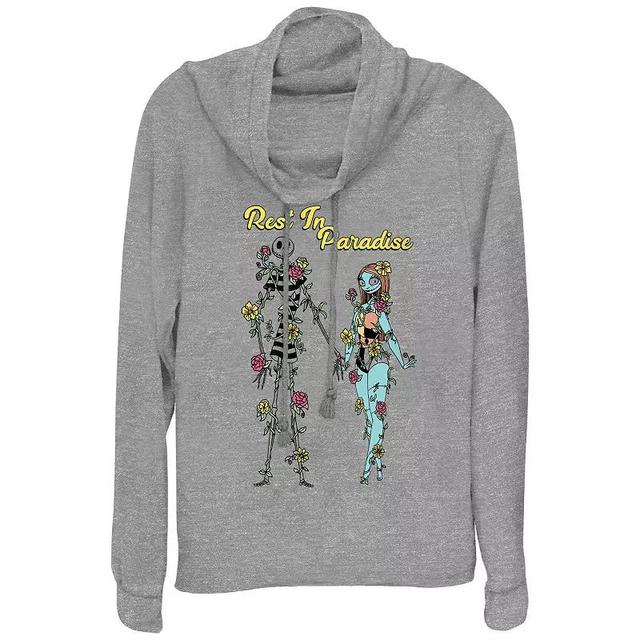 Disneys The Nightmare Before Christmas Jack Skellington And Sally Rest In Paradise Plus Size Cowlneck Graphic Lightweight Long Sleeve, Womens Gray Grey Product Image