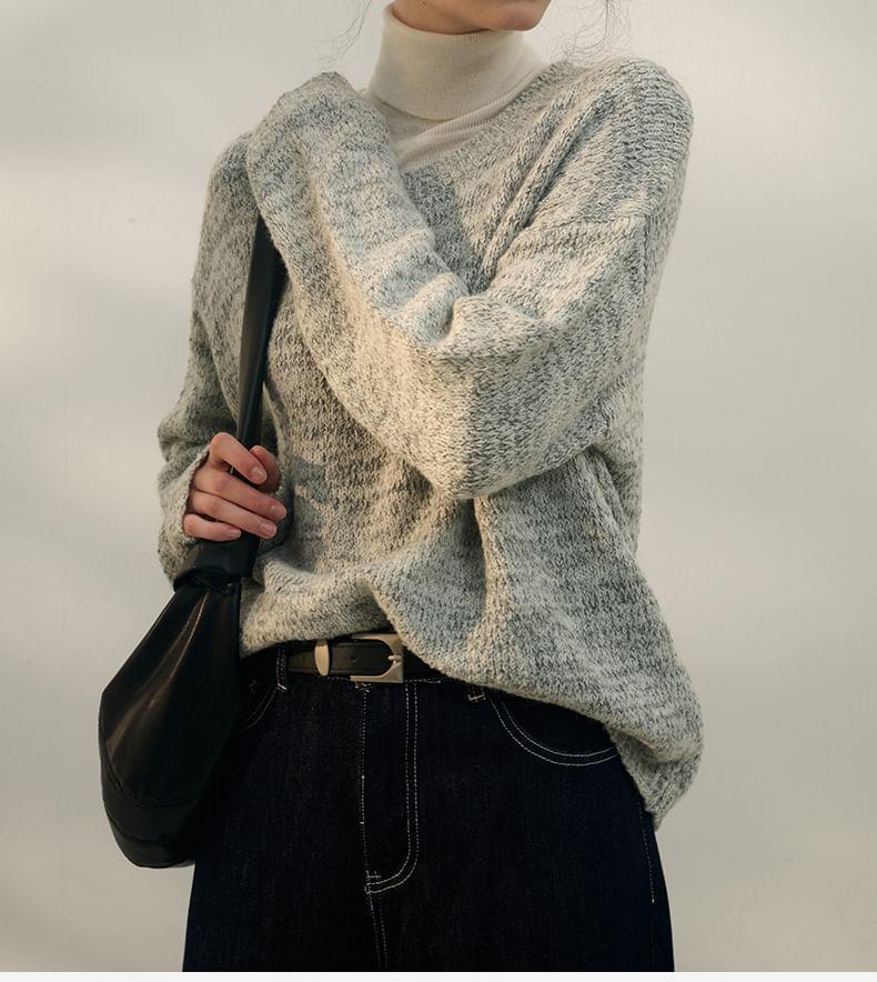 Round Neck Plain Oversized Sweater Product Image