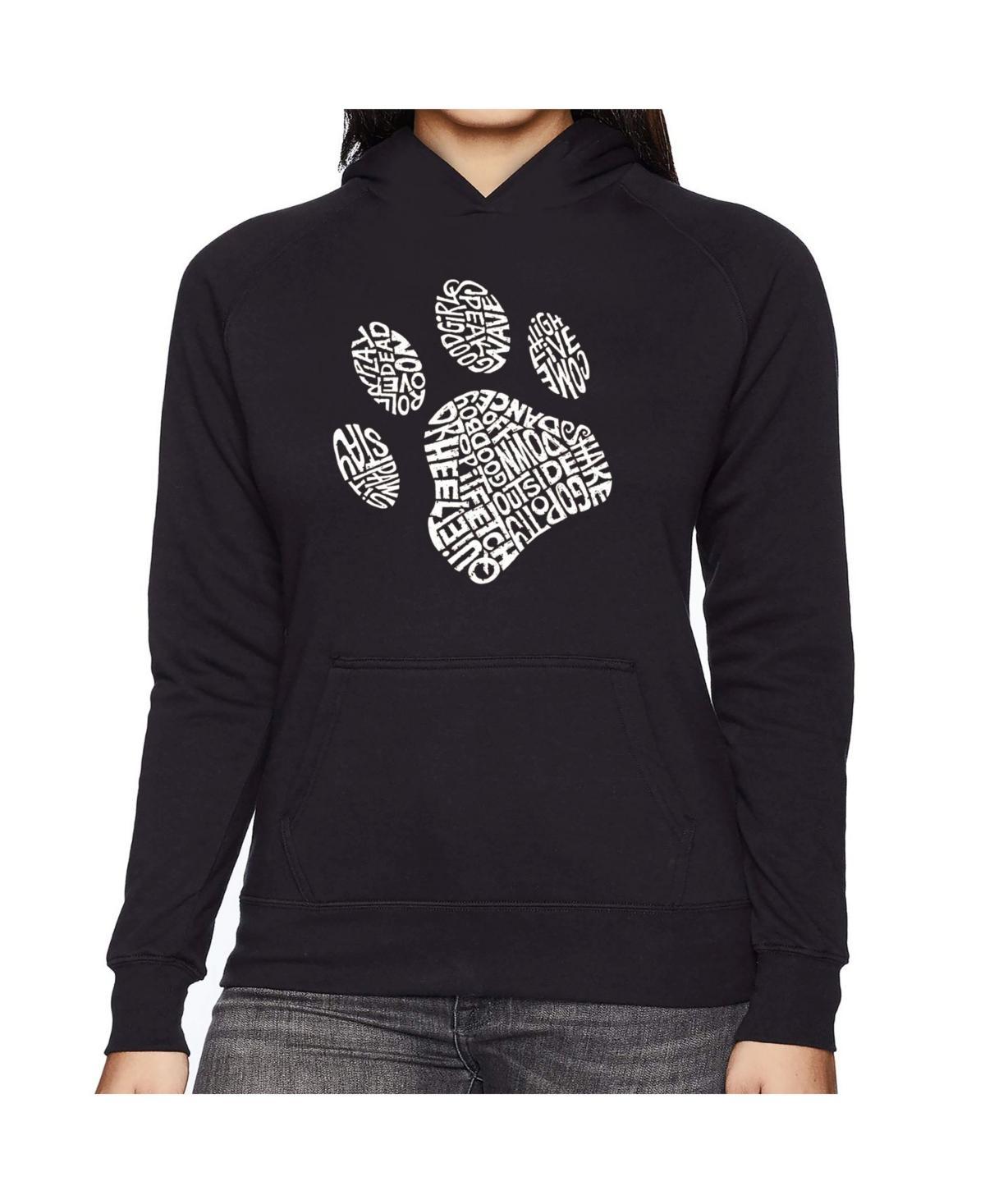 La Pop Art Womens Word Art Hooded Sweatshirt -Dog Paw Product Image