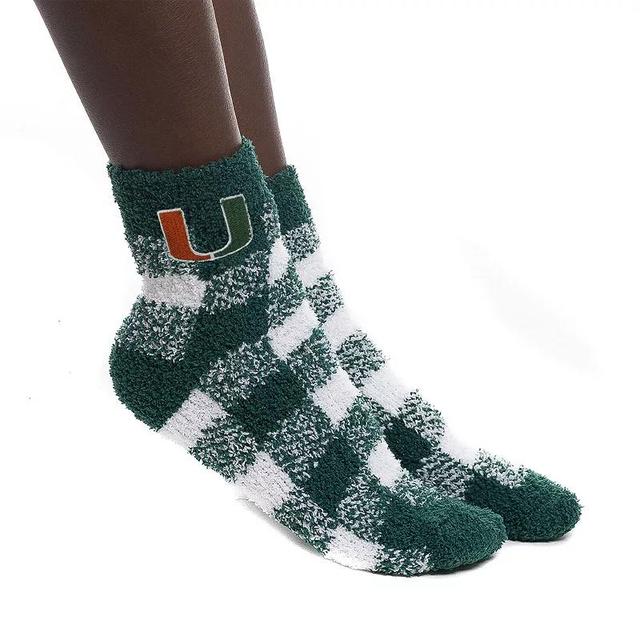 Womens ZooZatz Miami Hurricanes Fuzzy Buffalo Check Crew Socks Product Image