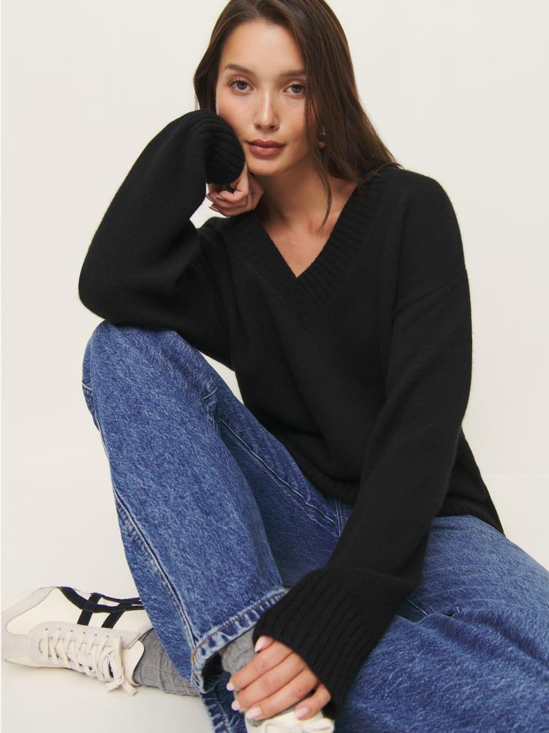 Jadey Cashmere Oversized V-neck Sweater product image