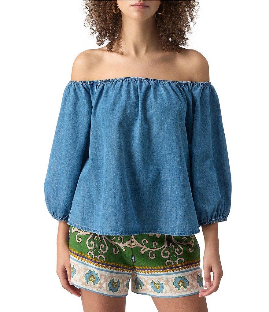 Sanctuary Beach To Bar Off-The-Shoulder Neck 3/4 Sleeve Blouse Product Image