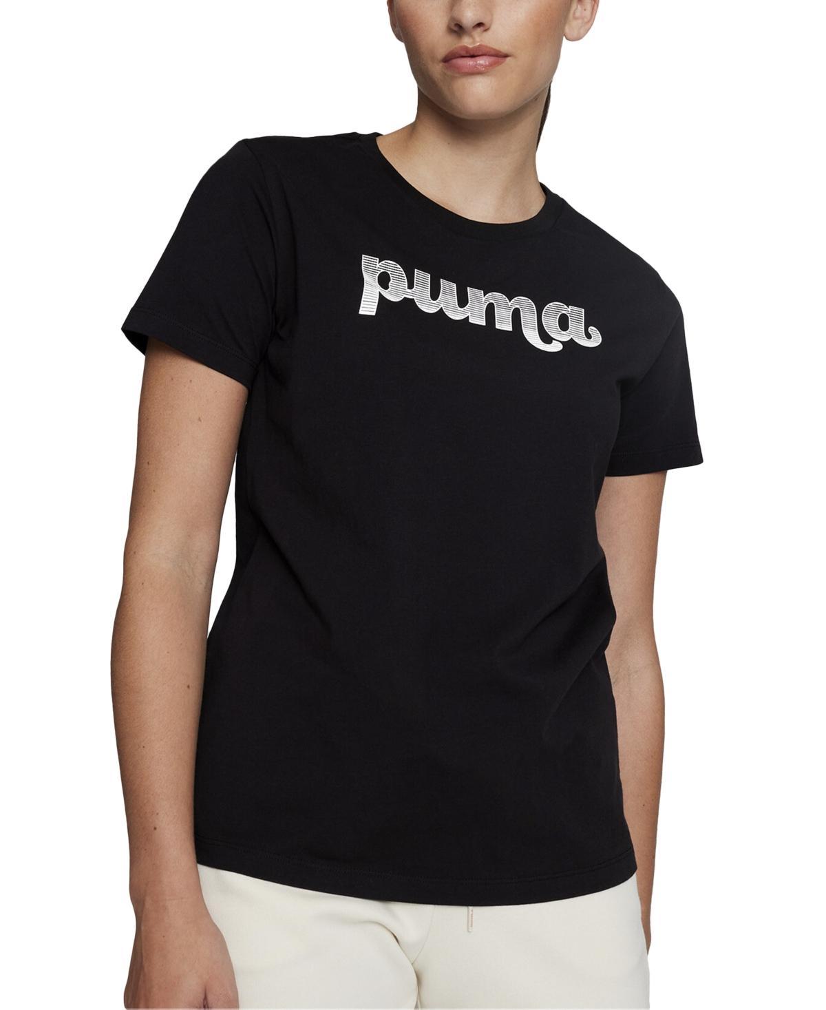 Puma Womens Spirited Logo Crewneck Cotton T-Shirt Product Image