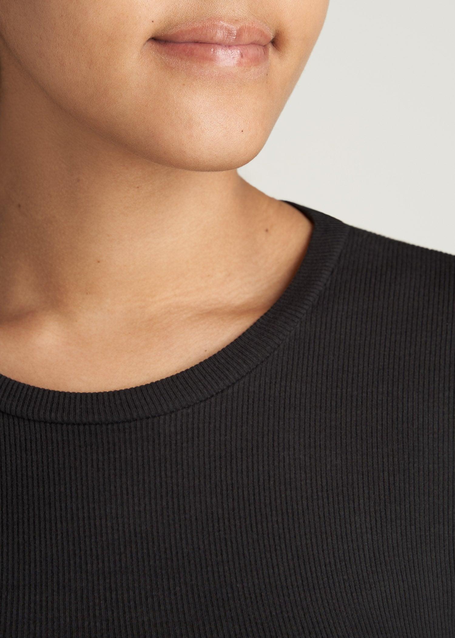 FITTED Ribbed Long Sleeve Tee in Black - Tall Women's Shirts Product Image