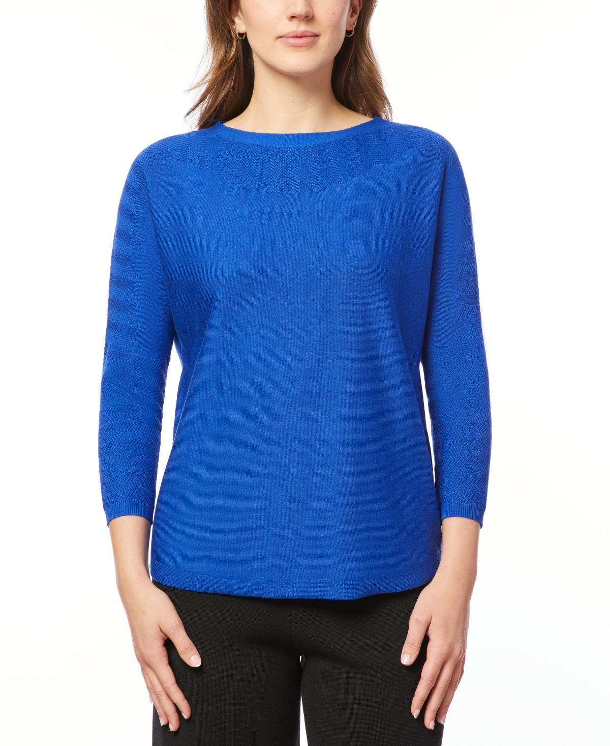 Melissa Paige Womens Boat-Neck Chevron-Stitch Dolman-Sleeve Sweater Product Image