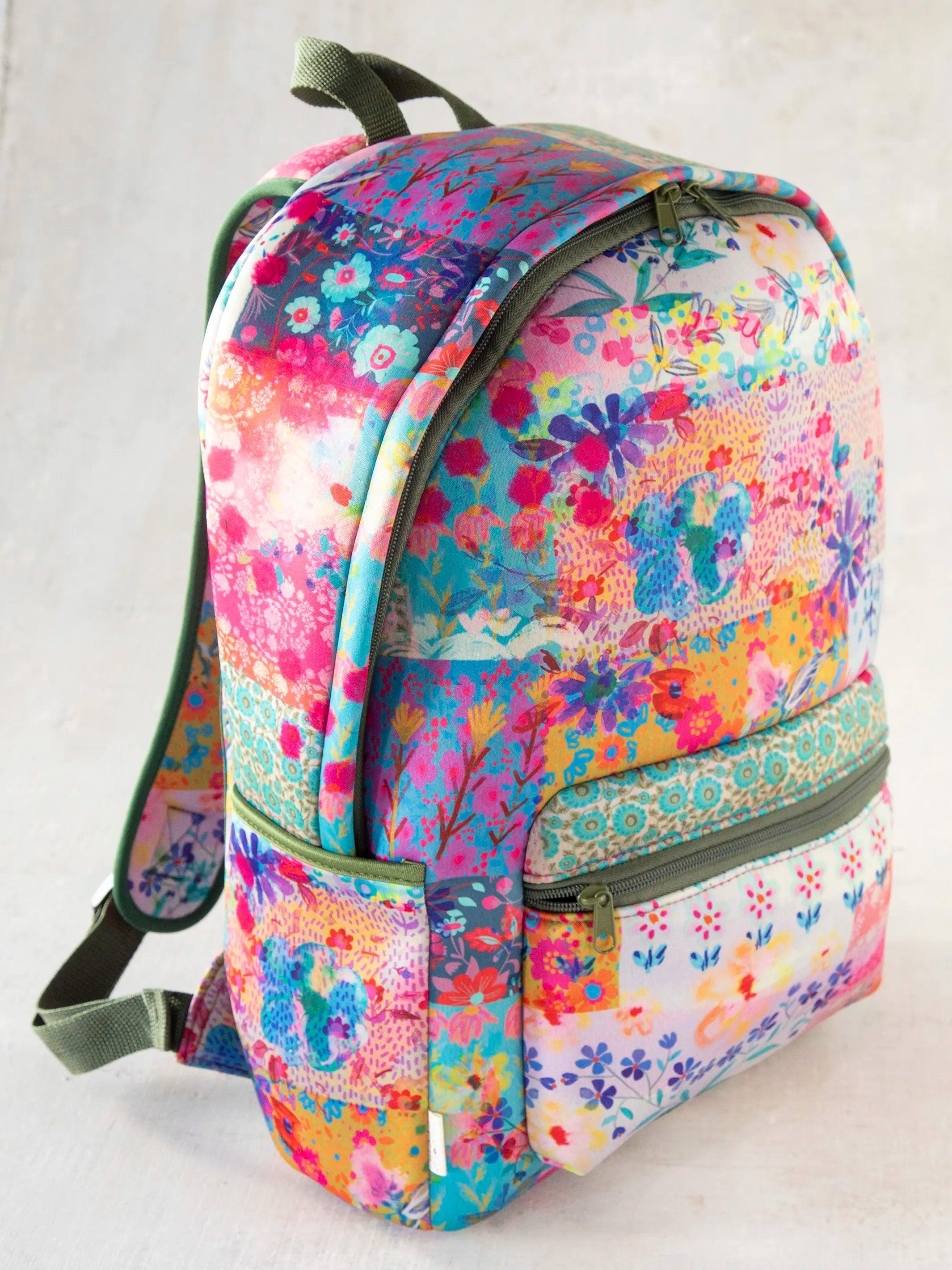 Live Happy Neoprene Backpack - Pink Watercolor Patchwork Product Image