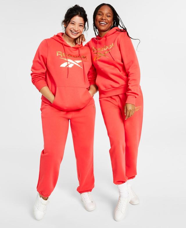 Reebok Womens Metallic Foil Logo Pullover Fleece Hoodie, A Macys Exclusive Product Image