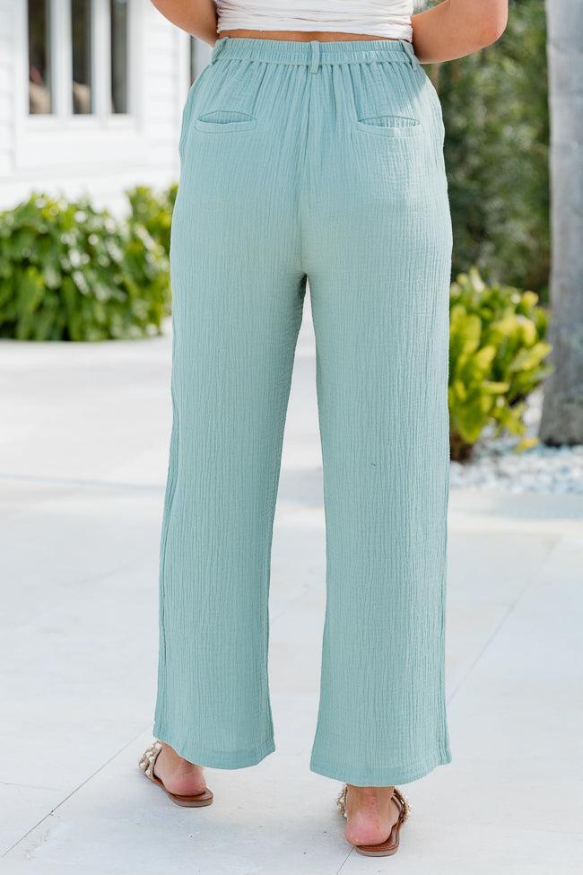 Off To Brunch Sage Gauze Trousers Product Image