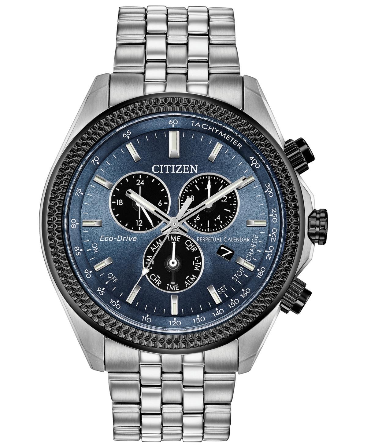 Men's Citizen Eco-DriveÂ® Brycen Two-Tone Chronograph Watch with Blue Dial (Model: Bl5568-54L) Product Image