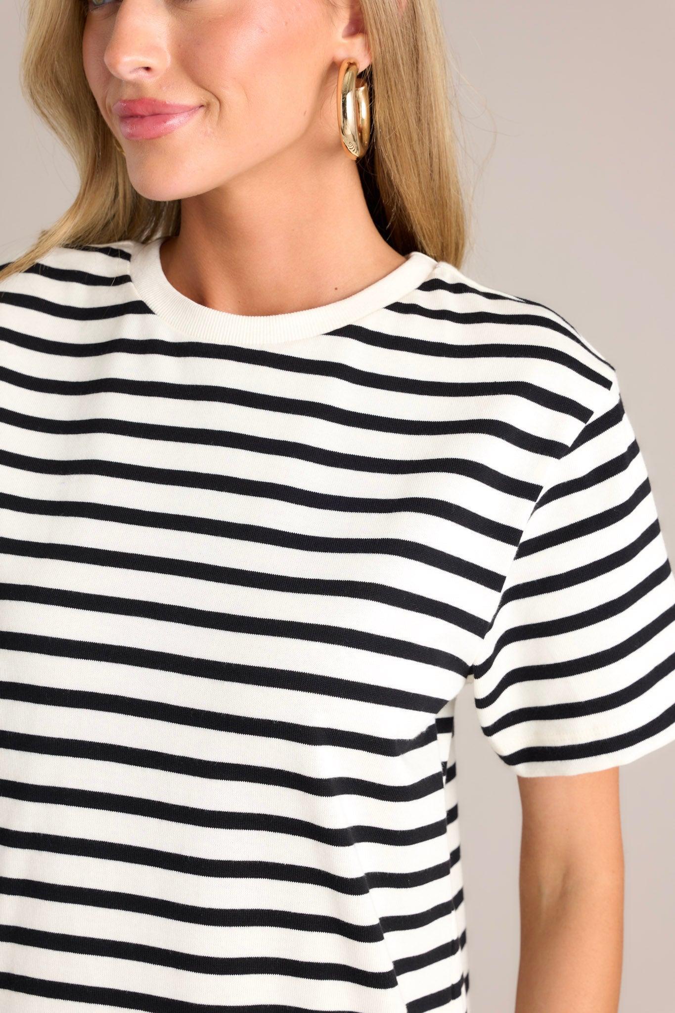 Weekend Wonder White Stripe 100% Cotton Mini T-Shirt Dress Product Image