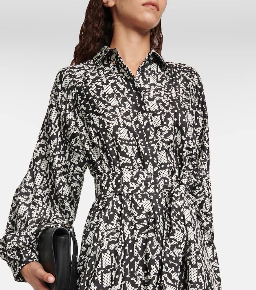 MAX MARA Alpe Printed Silk Midi Dress In Bianco_nero Product Image