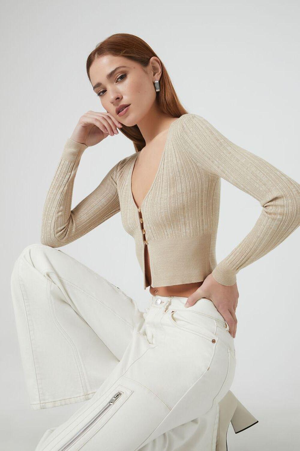 Ribbed Cropped Cardigan Sweater | Forever 21 Product Image