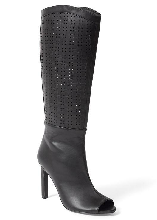 Peep Toe Perforated Boots Product Image