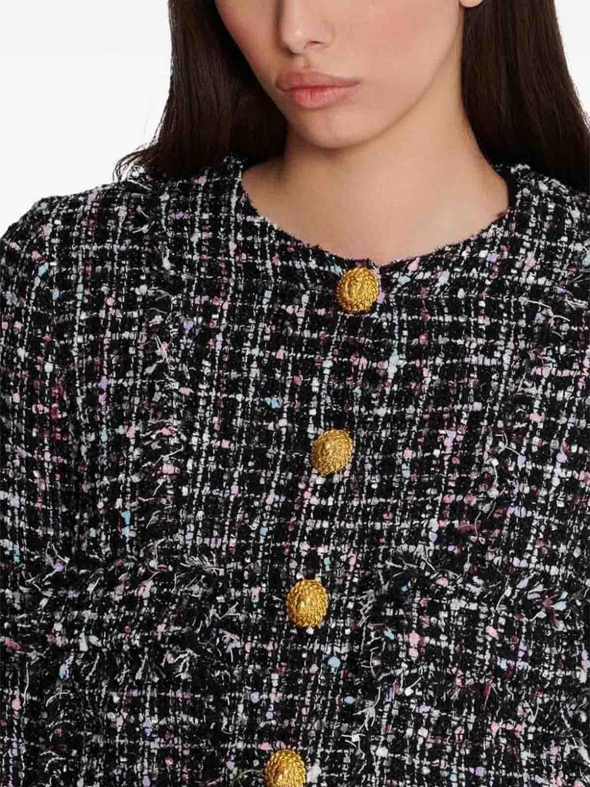 Buttoned Tweed Blouson In Multicolour Product Image